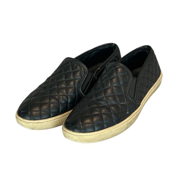 Steve madden Womens Black Quilted Faux Leather Slip On Loafers, Womens Size 9.5 - Picture 1 of 8